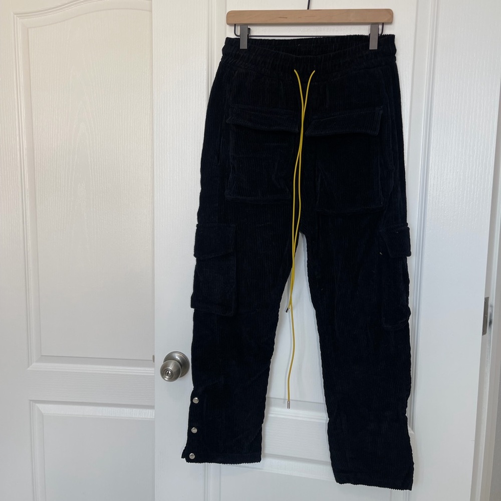 Men's MNML Black Corduroy Cargo Pants Small